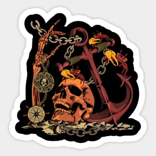 Vintage Skull Pirate Costume Halloween Sticker